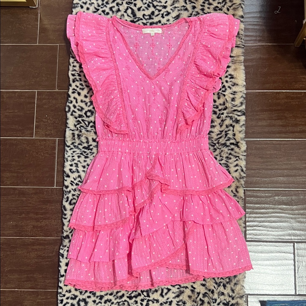 LoveShackFancy Corelli XS pink dress ruffled cotton